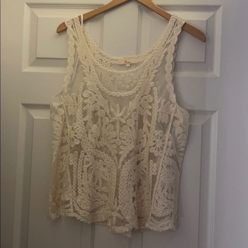 Cream Lace & Mesh Tank